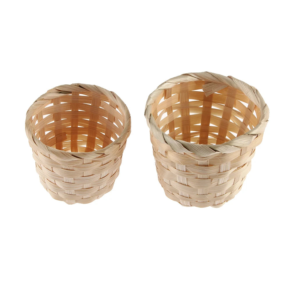 New Handmade Bamboo Garden Flower Pot Wicker Basket Straw Patchwork Wicker Rattan Seagrass Storage Organizer Nursery Pots