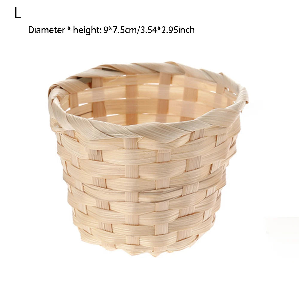 New Handmade Bamboo Garden Flower Pot Wicker Basket Straw Patchwork Wicker Rattan Seagrass Storage Organizer Nursery Pots