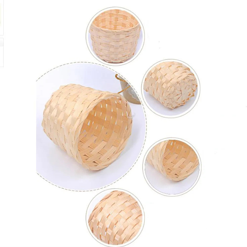 New Handmade Bamboo Garden Flower Pot Wicker Basket Straw Patchwork Wicker Rattan Seagrass Storage Organizer Nursery Pots