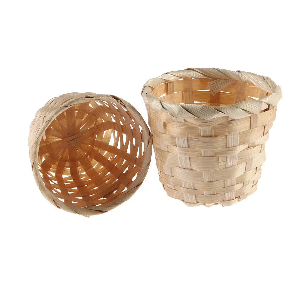 New Handmade Bamboo Garden Flower Pot Wicker Basket Straw Patchwork Wicker Rattan Seagrass Storage Organizer Nursery Pots