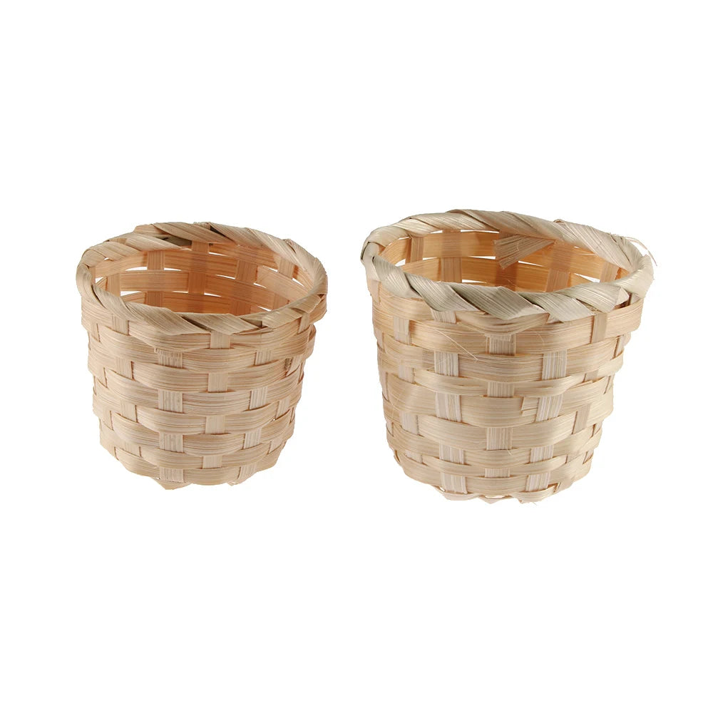 New Handmade Bamboo Garden Flower Pot Wicker Basket Straw Patchwork Wicker Rattan Seagrass Storage Organizer Nursery Pots