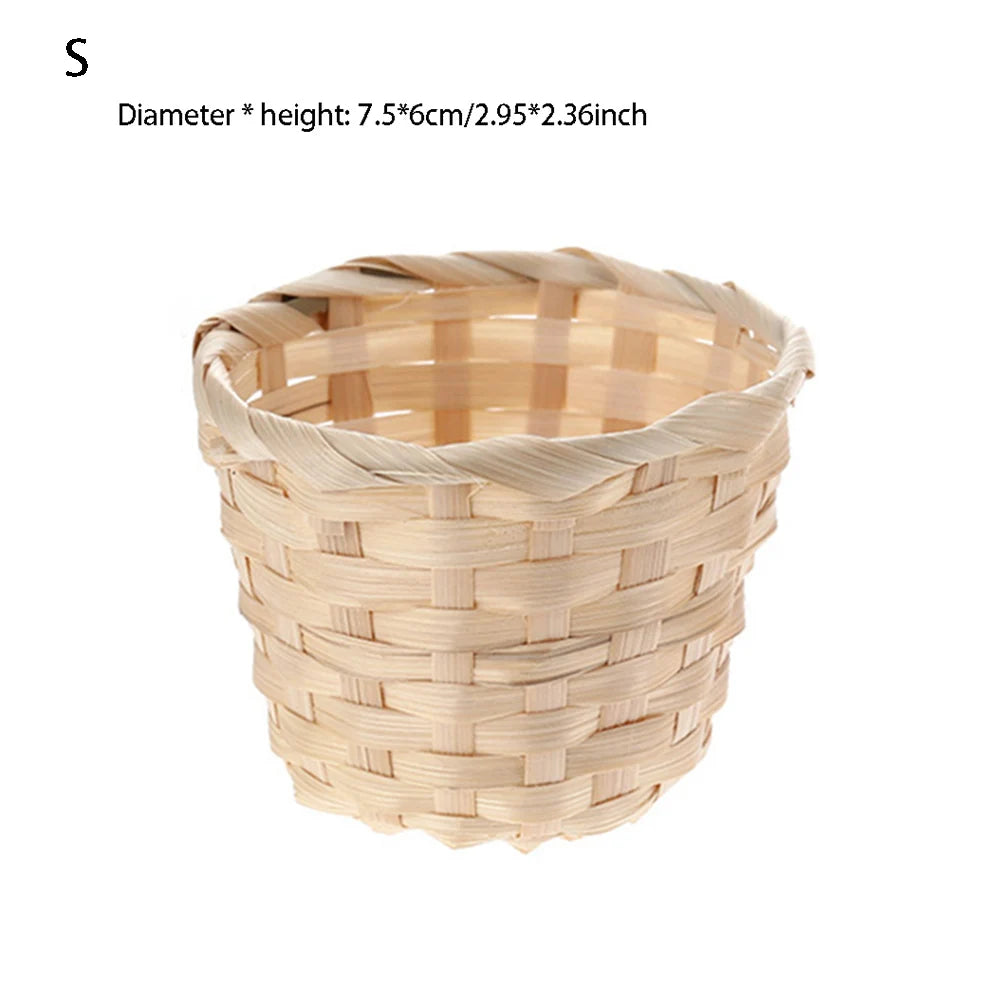 New Handmade Bamboo Garden Flower Pot Wicker Basket Straw Patchwork Wicker Rattan Seagrass Storage Organizer Nursery Pots