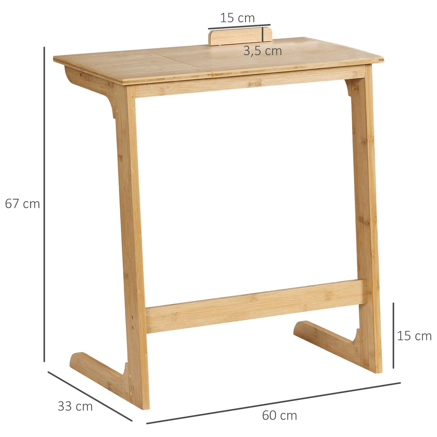 Bamboo side table with folding counter
