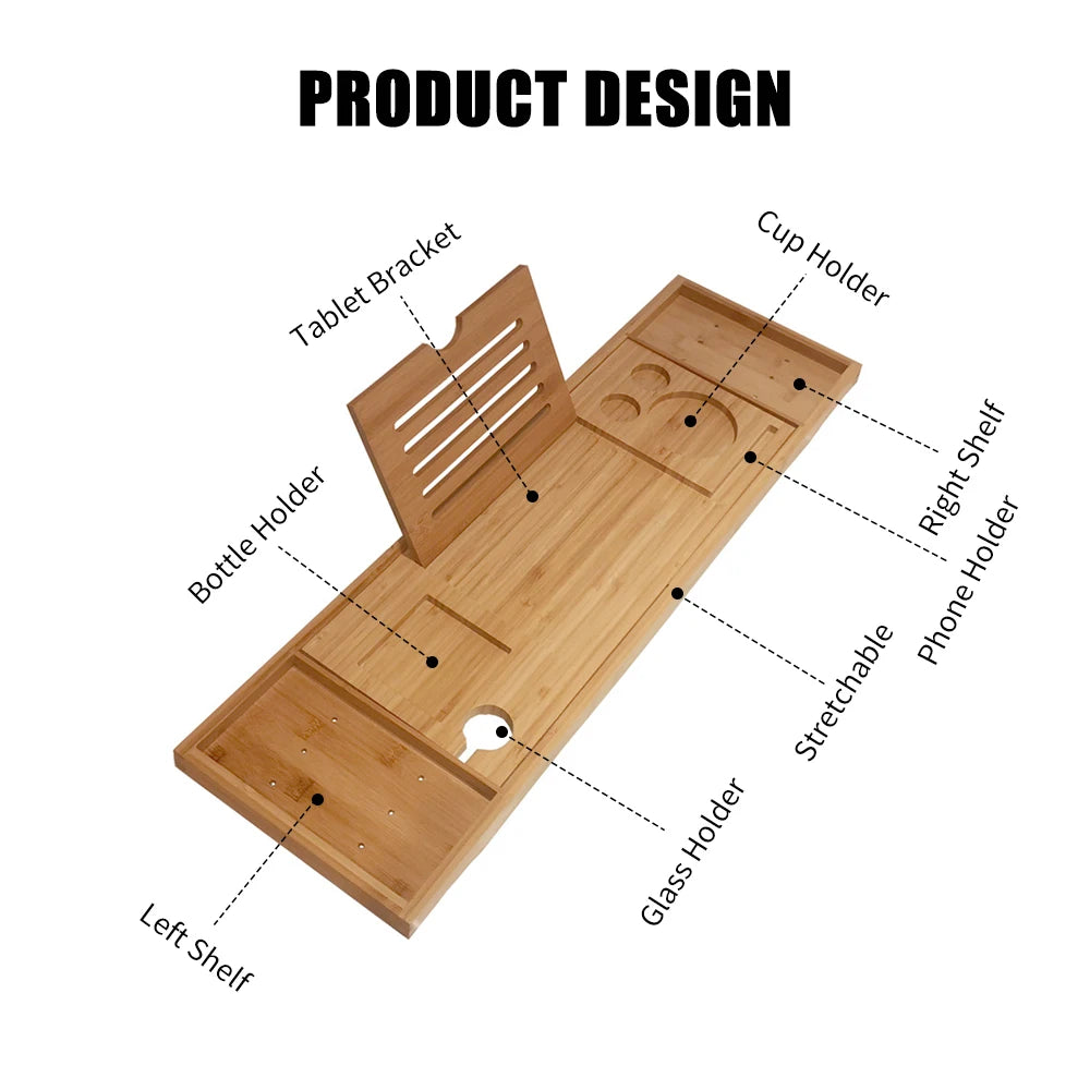 Bathtub Caddy Tray Bamboo