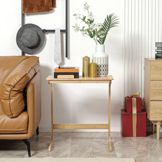 Bamboo side table with folding counter