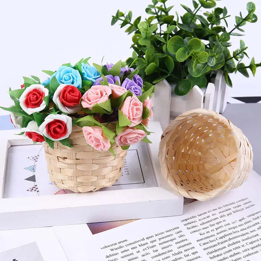 New Handmade Bamboo Garden Flower Pot Wicker Basket Straw Patchwork Wicker Rattan Seagrass Storage Organizer Nursery Pots
